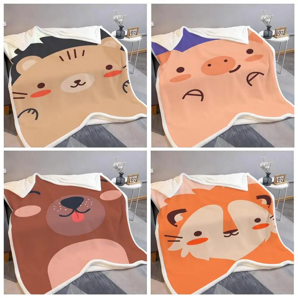 Cute Little Animals Throw Lightweight Soft Flannel Throw Blanket Summer Cooling AC Nap Blanket for Sofa Couch Bed Travel