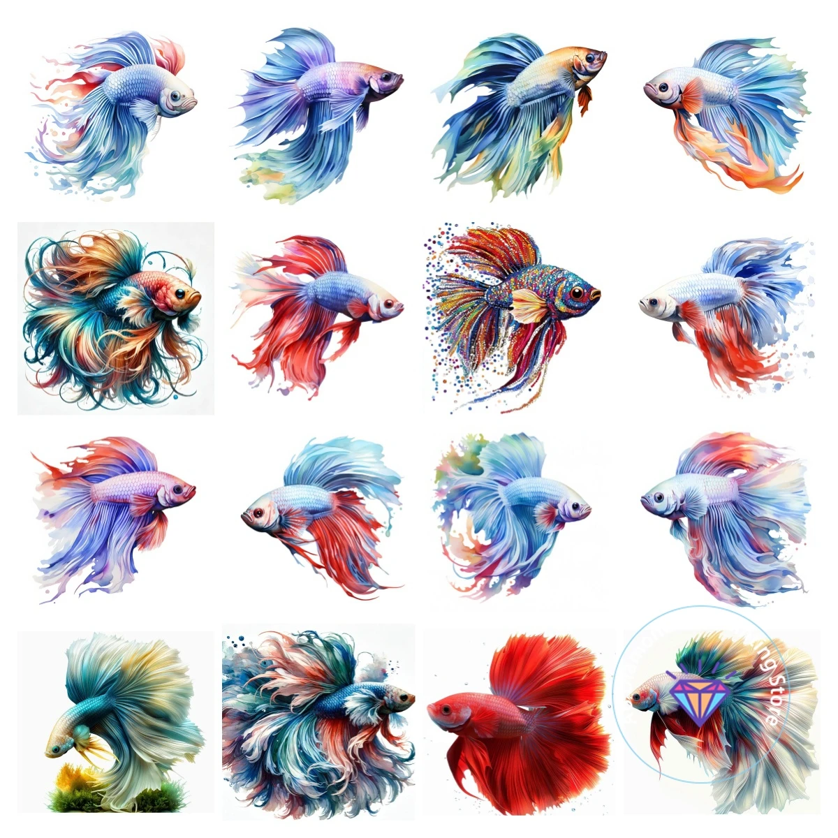 

Siamese Fighting FishAB Diamond Painting Kit 5D DIY Diamond Embroidery Cross Embroidery Handmade Art Gift Crafts Home Decoration