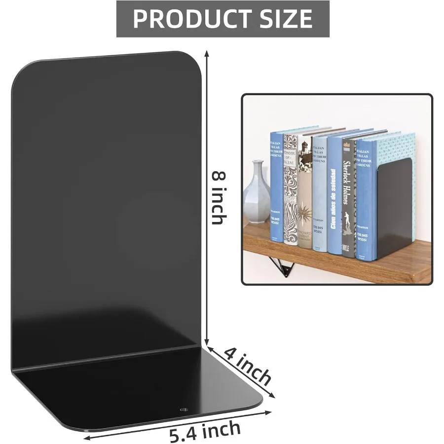 مساند كتب معدنية سوداء شديدة التحمل مصممة للأرفف مثالية لتنظيم الكتب الثقيلة في المكاتب المنزلية والبيئات المدرسية #3