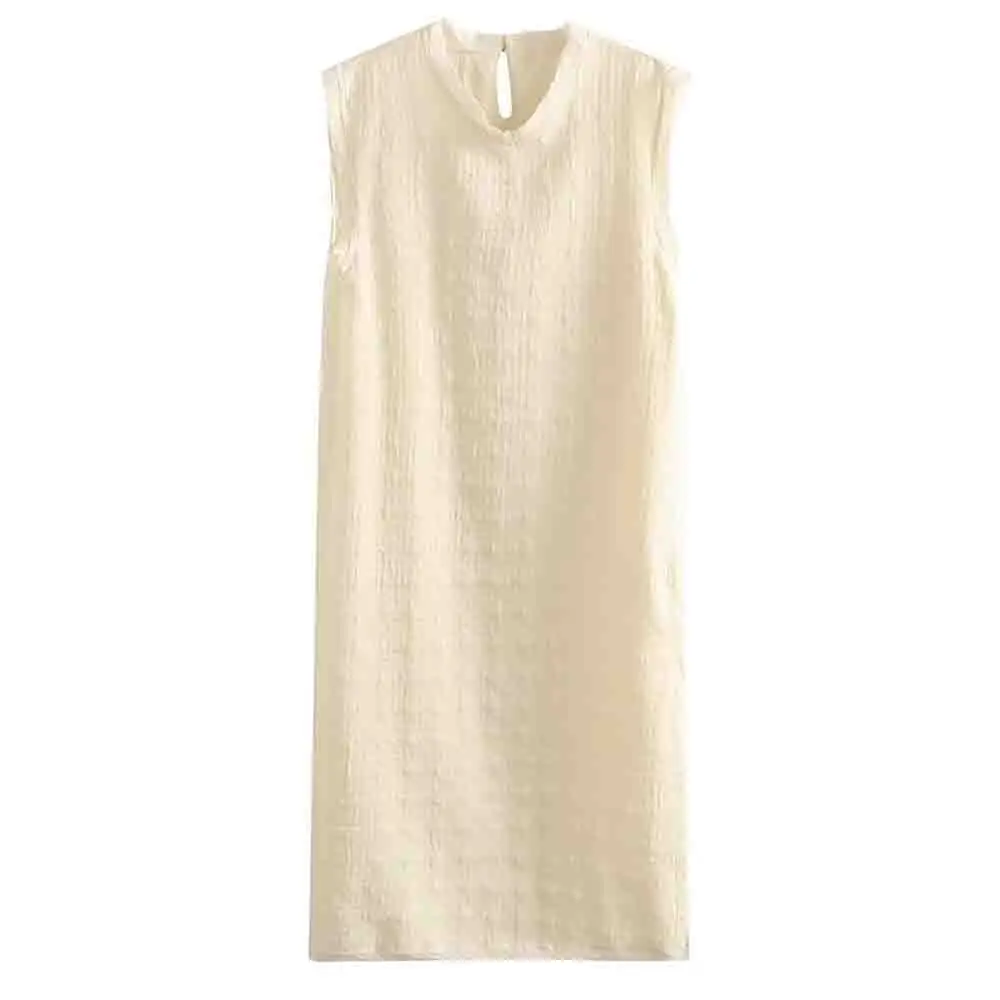 

Women's 2025 new fashion vacation style casual Split design texture MIDI dress retro sleeveless women's dress