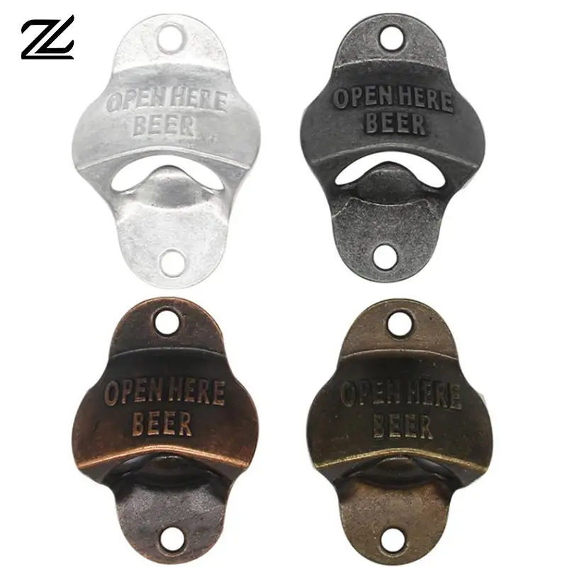 Retro Open Here Beer Bottle Opener Wall Mounted Vintage Bar Cafe Wall Decoration Beer Openers BBQ Camping DIY Door Opener Tools