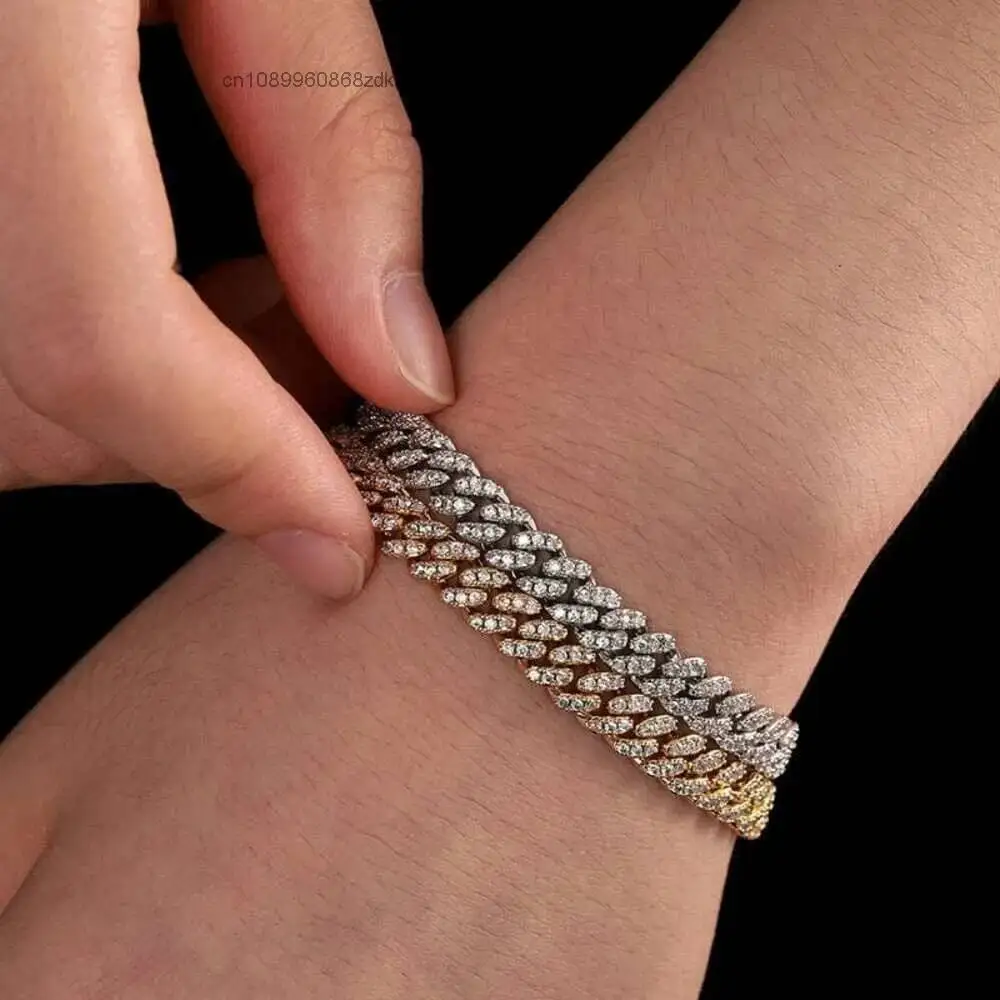 Luxury Miami Cuban Chain Solid 925 Silver 6mm Width Gra Certified Diamond Moissanite Cuban Link Bracelet for Women.