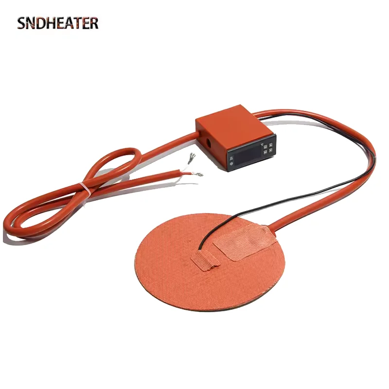 SNDHEATER 220V Round Silicone Heating Pad Plate 220W 250W 380W with Digital Display Thermostat Temperature Control for Fish Tank