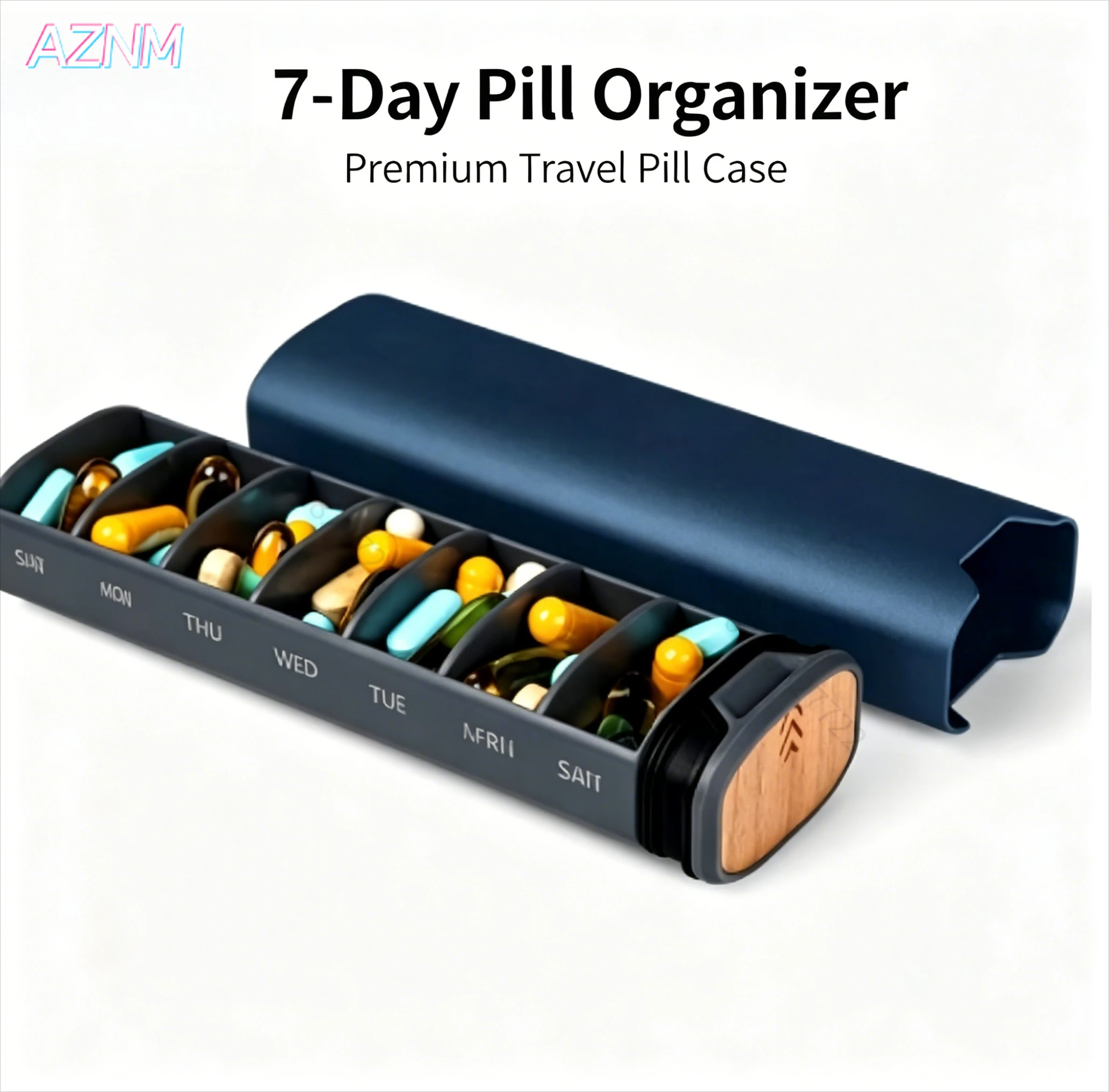 Organizador Semanal de Pastillas para 7 Días - Pastillero de Aluminio Elegante y de Gran Capacidad para Suplementos, Pastillas, Vitaminas y Medicamentos