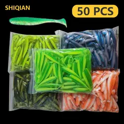 SHIQIAN 50 PCS Soft Fishing lures Wobblers for pike Artificial bait Silicone Winter fishing supplies tools Soft lure