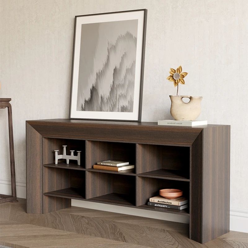 The entrance entrance cabinet is opposite the door, simple, modern light luxury, high-end solid wood strip case, living room