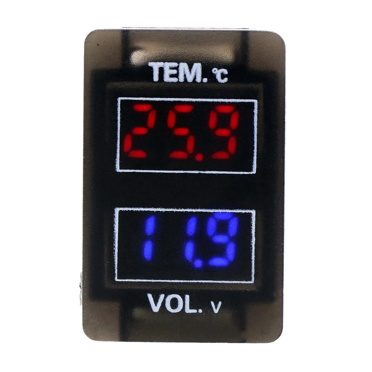 Car Digital Voltmeter Temperature Gauge 2 in 1 Voltage Temp LED Display Meter for Honda 37X24mm