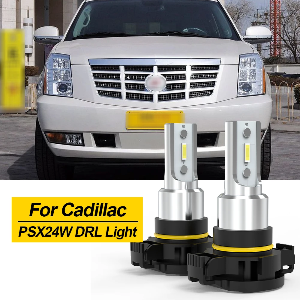

BMTxms 2PCS 2504 PSX24W LED Car Front Daytime Running Light Bulbs DRL Lamp Canbus For Cadillac Escalade 2007-2014 2008 2009 2013