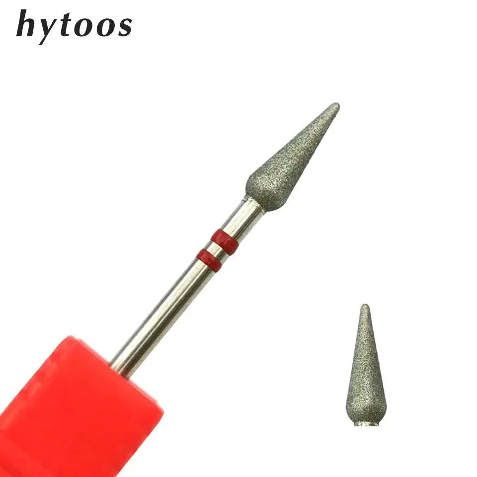 HYTOOS Cone Nail Drill Bits Fine Diamond Cuticle Clean Burr Russian Mills Electric Manicure Drills Nails Accessories Tool