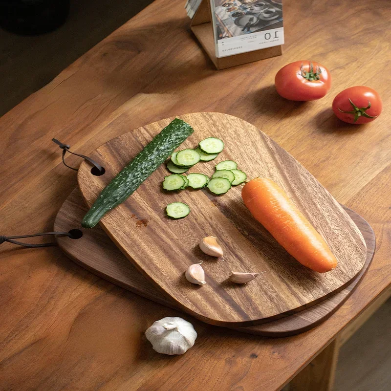 Elliptical Log Bread Tray Artisanal Solid Wood Cutting Board Japanese Fruit Serving Platter Premium Quality Food Prep Board