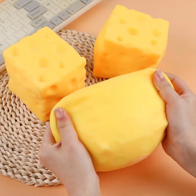Giant Cube Cheese Squeeze Toy Simulation Extra Large Size Squeeze Stress Relief Slow Rebound Shapeable Venting Ball Sensory New