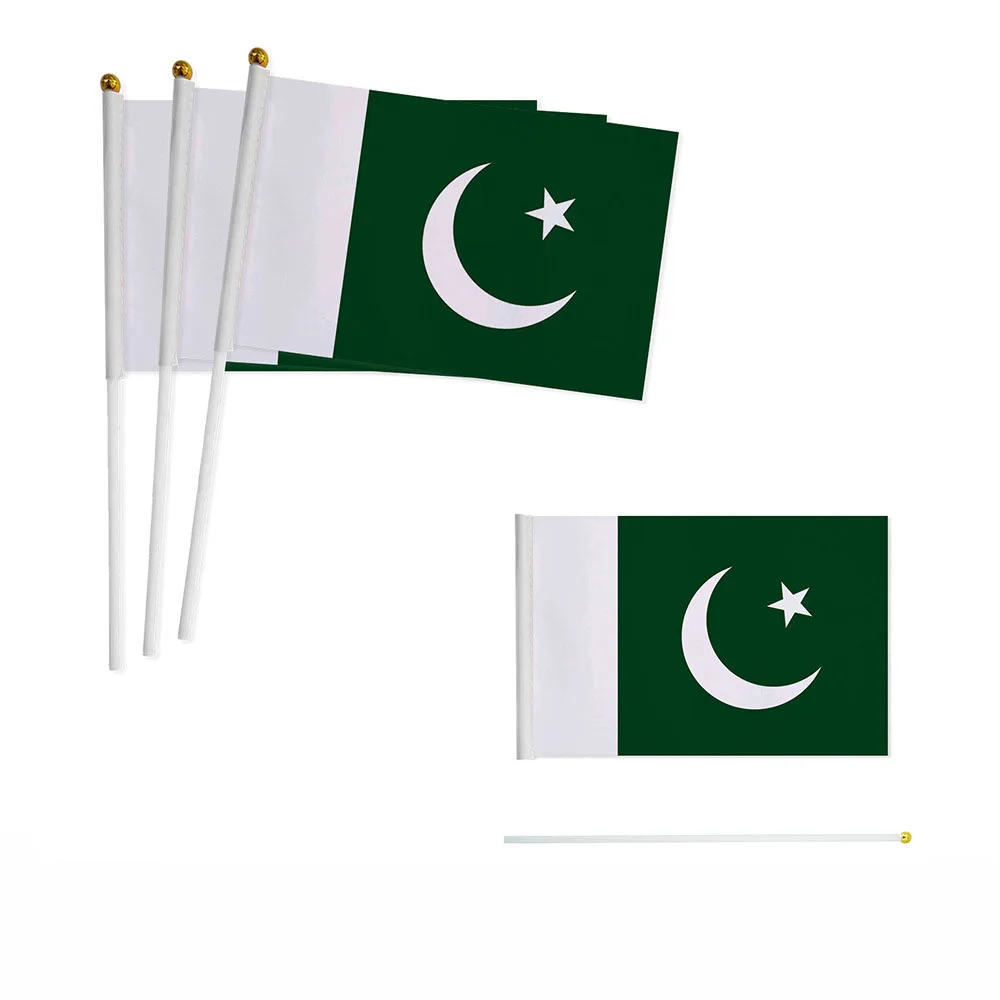 Z-ONE FLAG 100pcs  Pakistan Hand Flag 14*21cm Pakistani National Flag  Small Hand Held Waving Flag Indoor Outdoor Home Decor