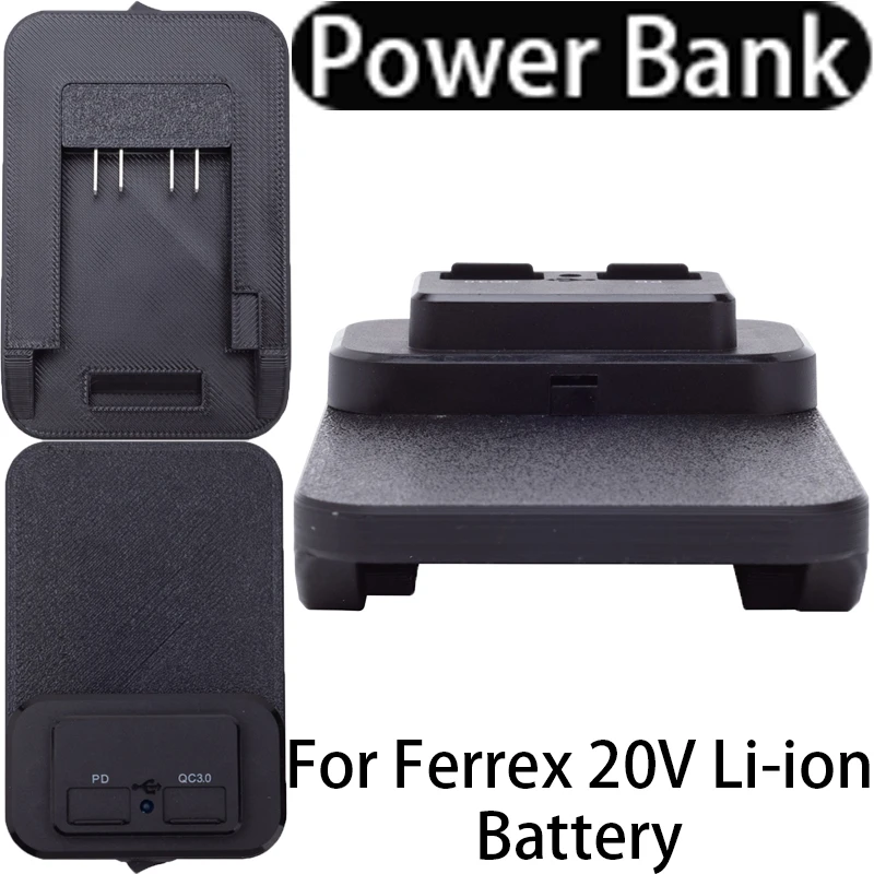 

Mobile phone power bank for Ferrex 20V Li-ion battery adapter uses USB and Type-C interface for fast charging