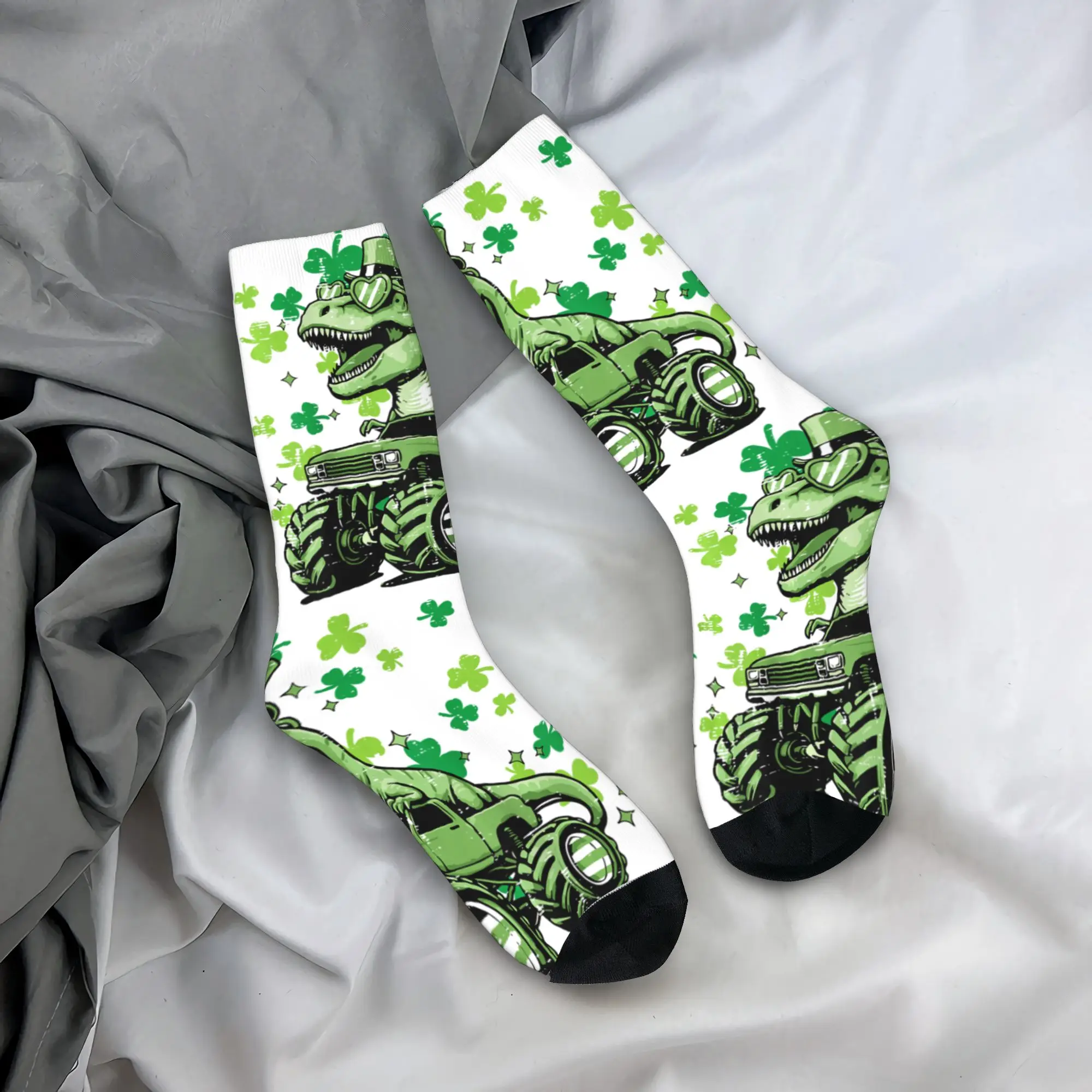 

Носки Dino St Patricks Day, забавные носки, осенние противоскользящие мужские носки, высококачественные уличные носки с графическим рисунком