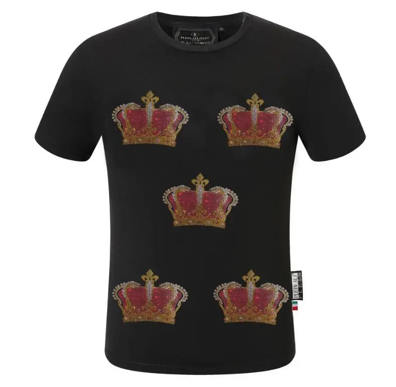 

Rhinestones T-shirt Plein ali brand Top Brand Letter Summer Cotton Short Sleeve Tee Men's Fashion Round Neck Top Clothing