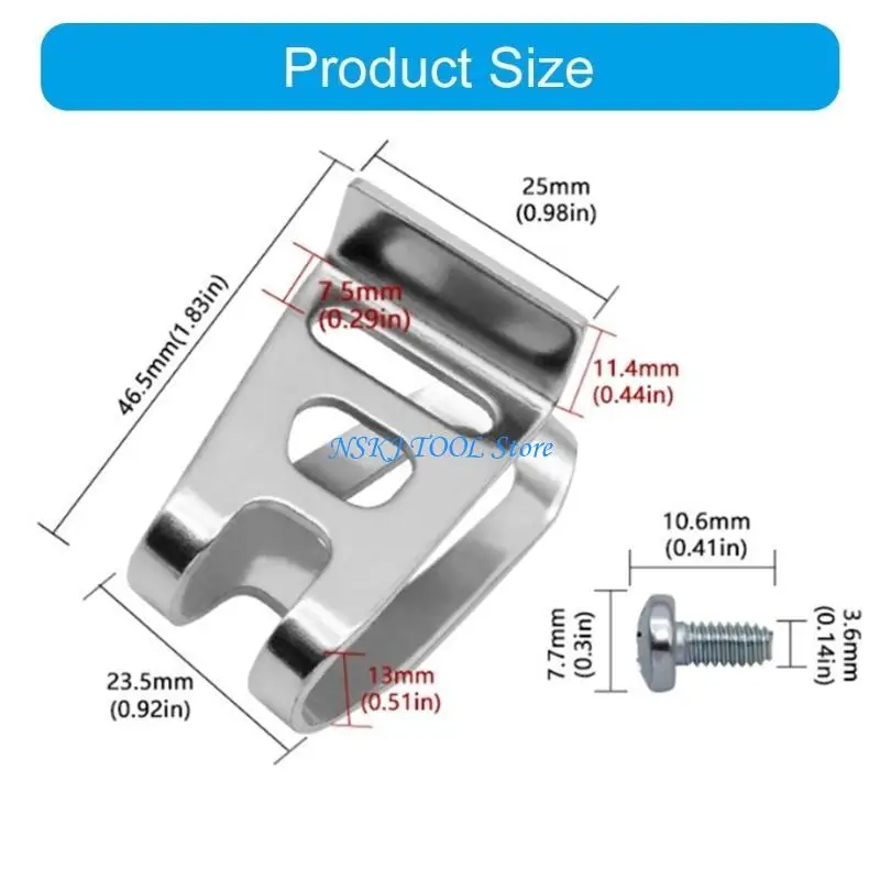 L8RC Multipurpose Belt Hook Clip Clamp In Stainless Steel For Power Tool Convenience