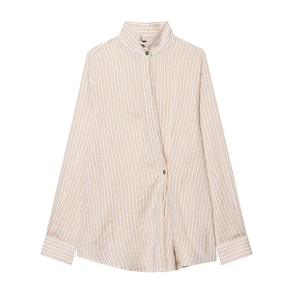 

WOMAN 2026 Summer New Fashion loose striped shirt Retro Long Sleeve button All-match Casual Female Shirts Blusas Chic Tops