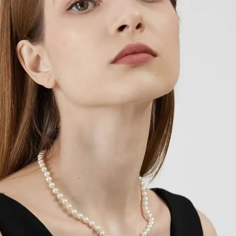 Shijia pearl necklace with natural flesh-colored crystal stone, original design by European and American designers, high-end
