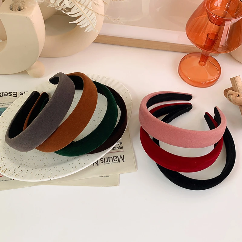 Fashion New Velvet Headbands Retro Simple Wide Sponge Hair Band For Woman Girls  Elegant Versatile Hair Hoop Hair  Accessories