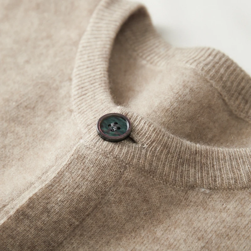 عالية الجودة الرجال الشتاء سميكة الكشمير سترة الياقة المستديرة سترة 100% ميرينو الصوف تريكو ملابس غير رسمية لينة الدافئة