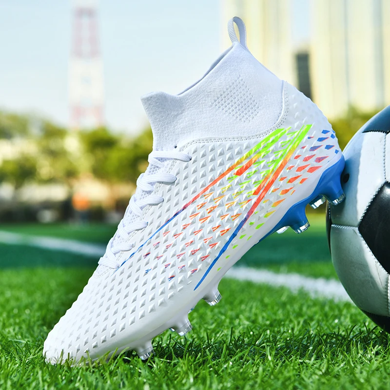 Professional Men Ankle Football Boots Outdoor Grass Cleats Unisex Soccer Shoes Long Spikes Football Shoes Chuteira Society