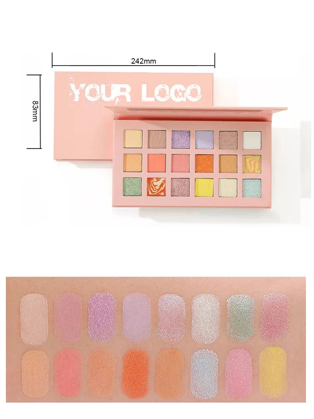 Etichetta privata Tavolozza di ombretti in carta a 18 colori Logo personalizzato Alta pigmentazione Shimmer Luminoso Trucco duraturo Commercio all'ingrosso