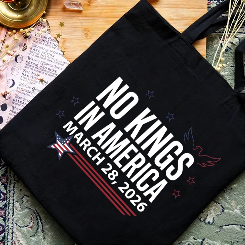 No Kings in America Print Eagle Vintage Shoulder Bag Independence Day 4th of July Men Women Handbgas Fashion 250th USA Tote Bags