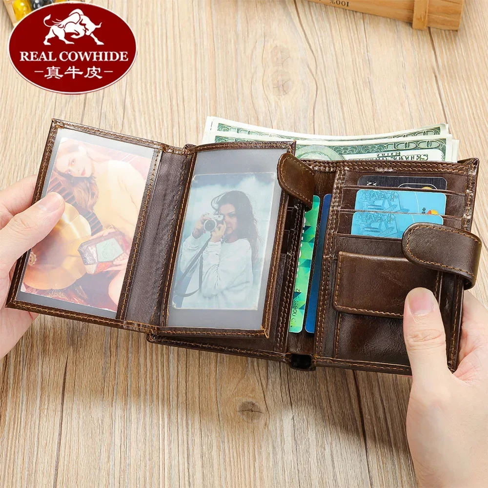 

high-quality Men's wallet anti-theft brush casual retro men's coin purse card bag large capacity card slot leather wallet Store