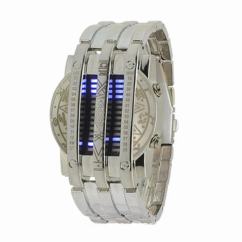 Fashion Binary LED Watch Men Sport Black Watches Stainless Steel Band Electronic Wristwatches Men Montre Homme Reloj Hombre