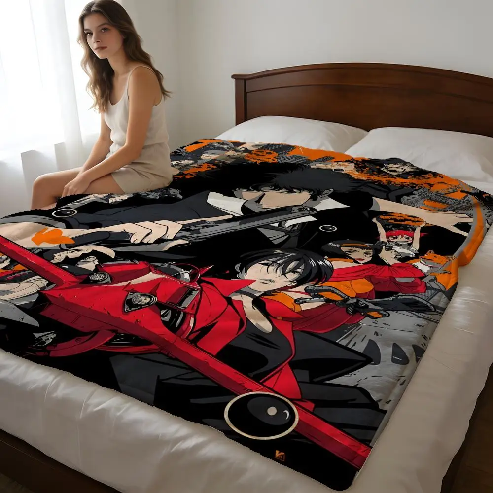 

Плед из короткого плюша высокой плотности для дивана, для сна в кондиционируемой комнате, мягкий, приятный для кожи, в стиле Cowboy Bebop