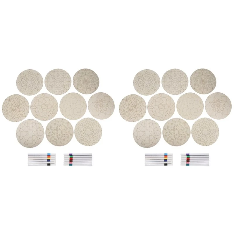 [33a-tvdae]-set-da-44-pezzi-per-pittura-mandala-in-legno-20-ritagli-di-legno-grezzo-per-mandala-con-24-pennarelli-per-artigianato-mandala-in-legno