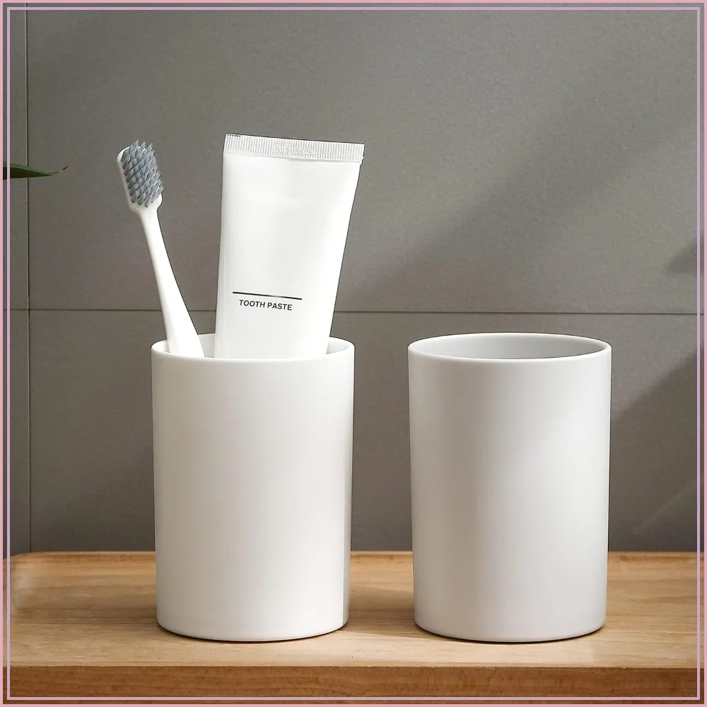 10.5oz Reusable Unbreakable Bathroom Tumbler Cup - 300ml Plastic Toothbrush Cup with TPE O-ring, Easy Clean, Space-Saving