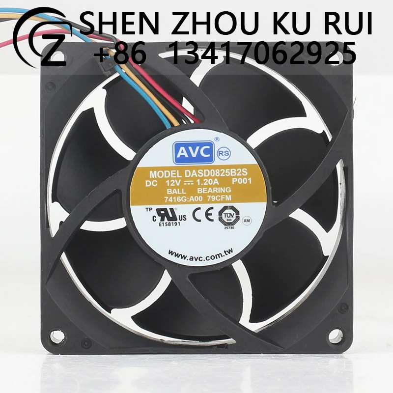 

AVC 5V 24V 48V DC 12V 1.20A AC EC 8025 80X80X25MM 8CM Dual ball Large air volume PWM temperature control DASD0825B2S cooling fan