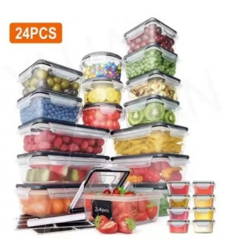 

Cross-border 24-piece kitchen fridge containers, microwave safe & heat-resistant PP grade food storage for fruit