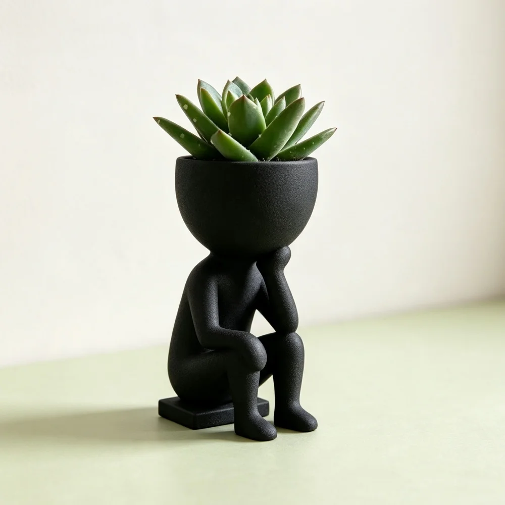 Porte-plantes abstrait minimaliste imprimé en 3D, organisateur de bureau fonctionnel pour la maison et le bureau