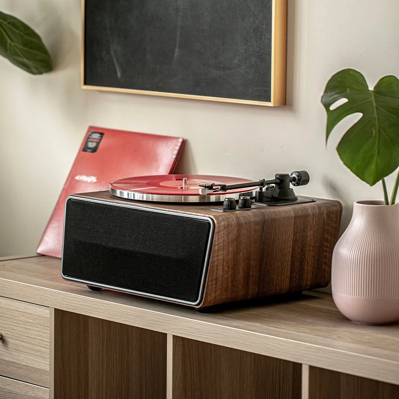 Vintage Gramophone Vinyl Turntable BT5.0 Bluetooth Built-in Speaker AUX-in RCA Line-out Output Retro Record Player