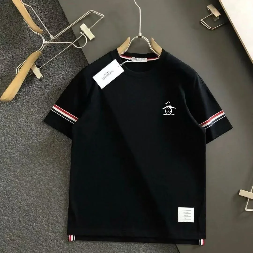 2025 New Golf Men's Round Neck Double Sleeve Striped Simple Color blocked Short Sleeve