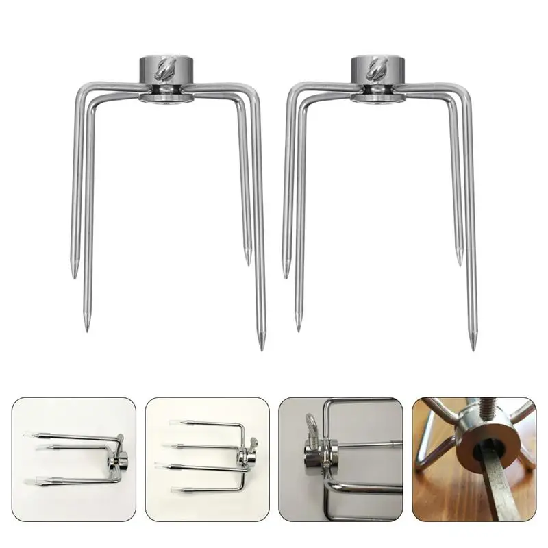 

2pcs Grill Replacement Forks Universal Rotisserie For Grill Spit Meat Forks Replacement 4-Prong Grill Spit Rods