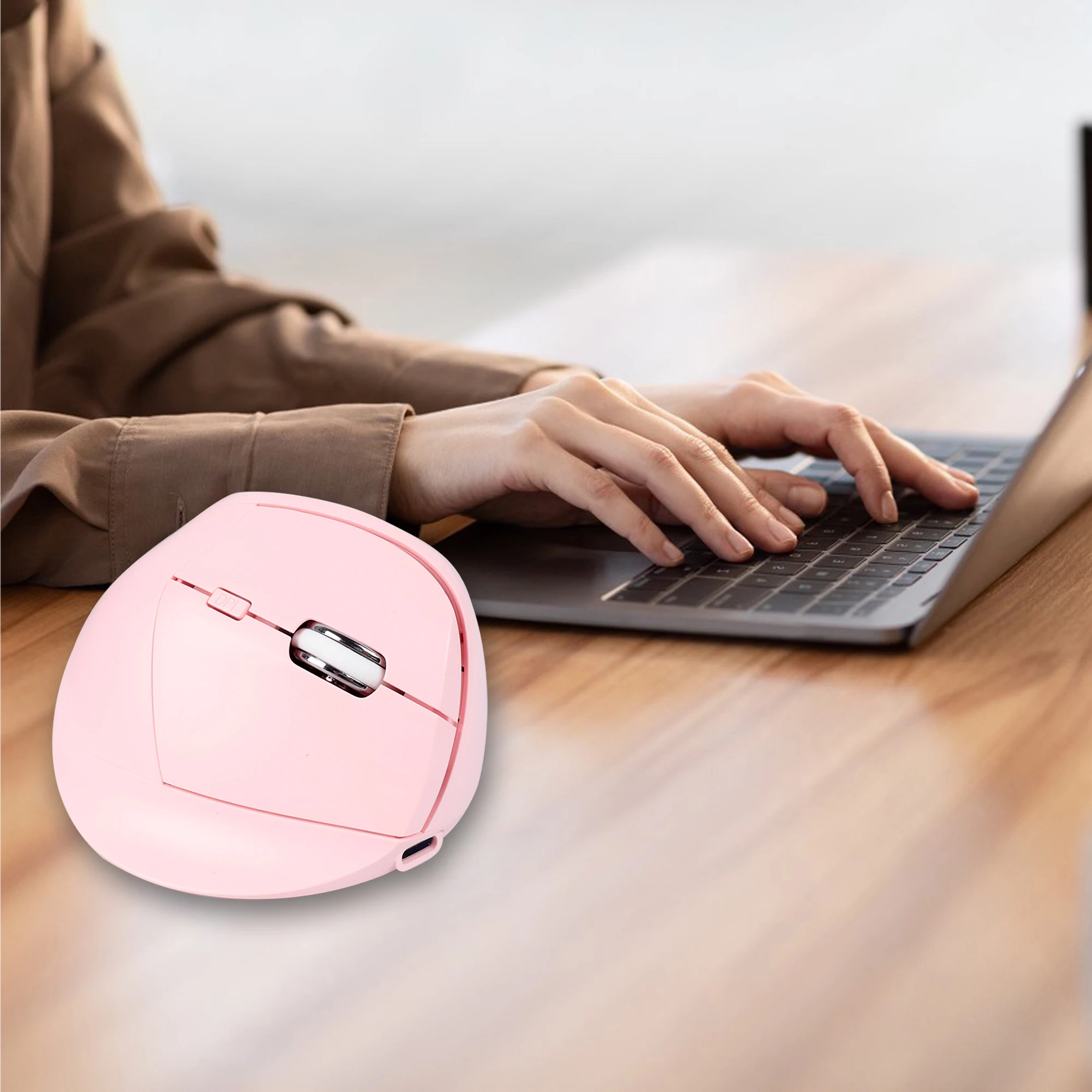 ماوس عمودي لاسلكي 2.4G بلوتوث ثنائي الوضع قابل لإعادة الشحن بيئة العمل منخفضة الضوضاء زر مكتب استخدام Mause مع أزرار جانبية #3