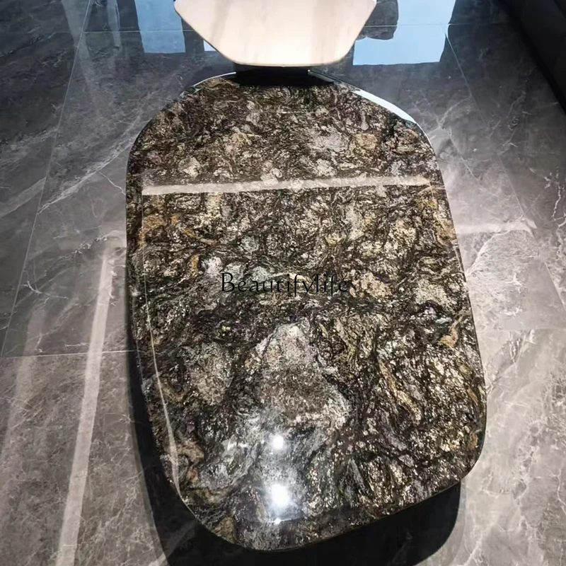 

04Light luxury natural platinum diamond special-shaped coffee table living room household marble small tea table