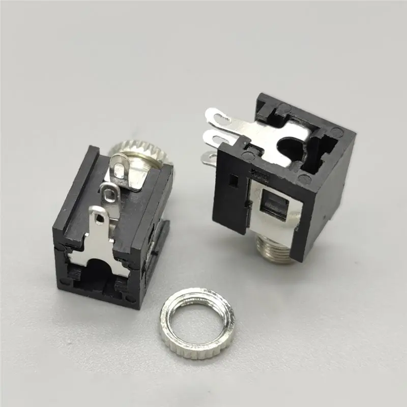 ABRU-For Headphone Jack Compatible 20PCS For PJ-376M 3.5Mm Audio Female Socket Connector With Screws Nut