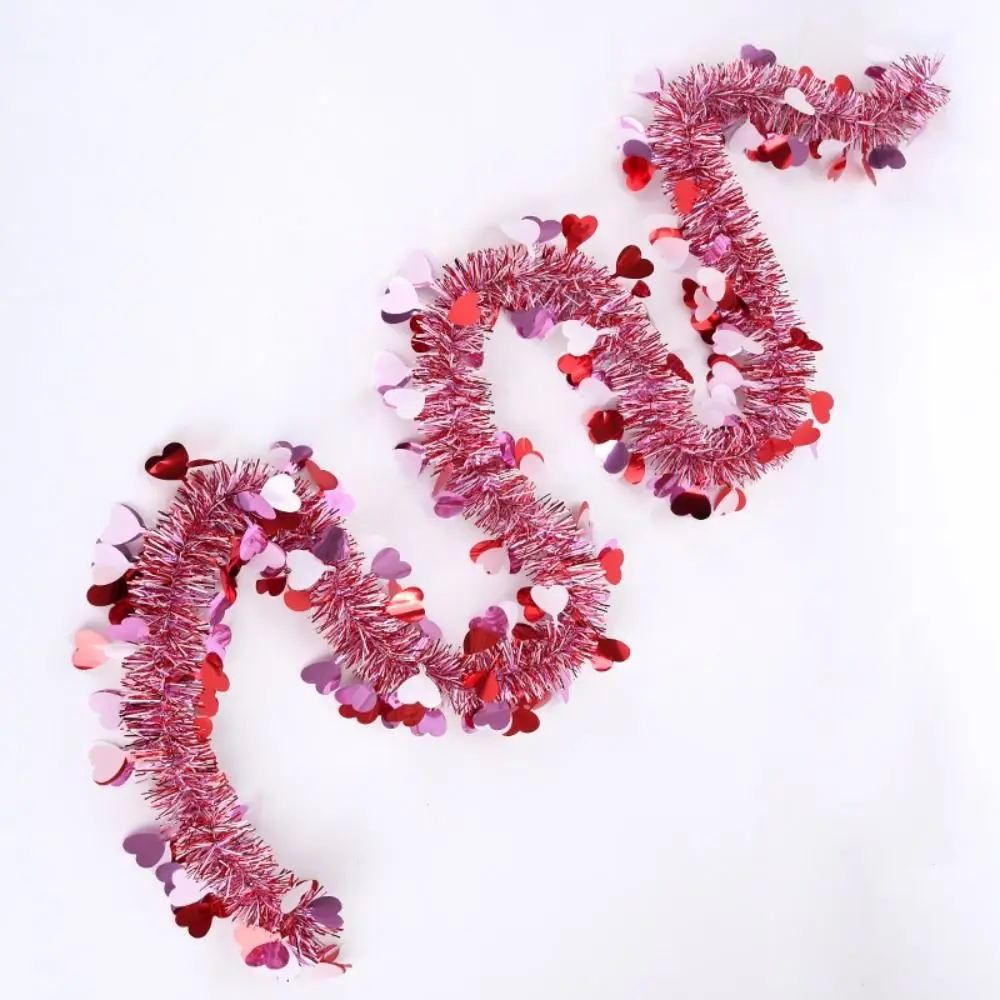 2M Heart Tinsel Garland Love Sequins Ceiling Decor Valentines Garland DIY Decorative Garland Hanging Decor Indoor Outdoor