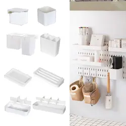 White Pegboard Storage Boxes Creative DIY Accessories No-Drilling Wall Organizer No Punching Plastic Hole Board Storage Case