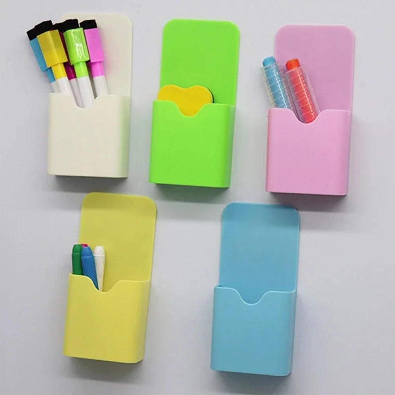 Multi-Color Magnetic Pen & Marker Holder - Lightweight, Easy-to-Install Plastic Organizer for Whiteboards, Fridges