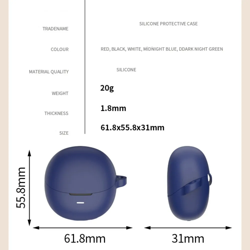 Silicone Case Cover Shockproof Anti-Scratch Protector Headphone Accessories Protective Shell for QCY Ailybuds PRO/PRO+(HT10)