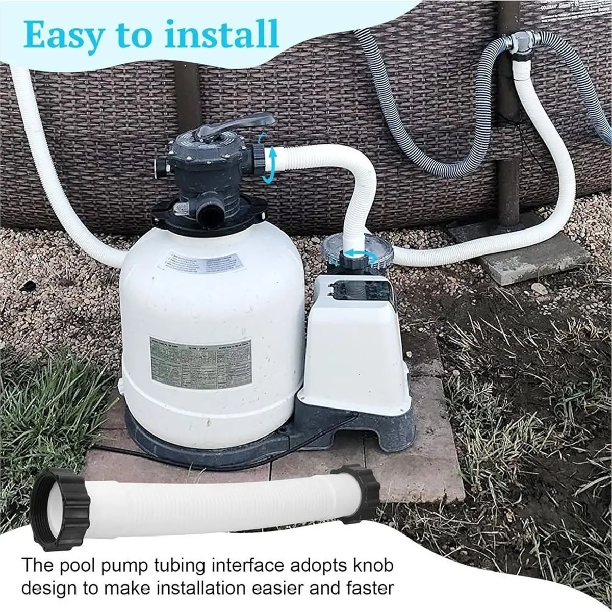 11388 Pool Sand Filter Pump Hose, 14 Inch Interconnecting Hose for Sand Filter & Saltwater Systems, 1.5