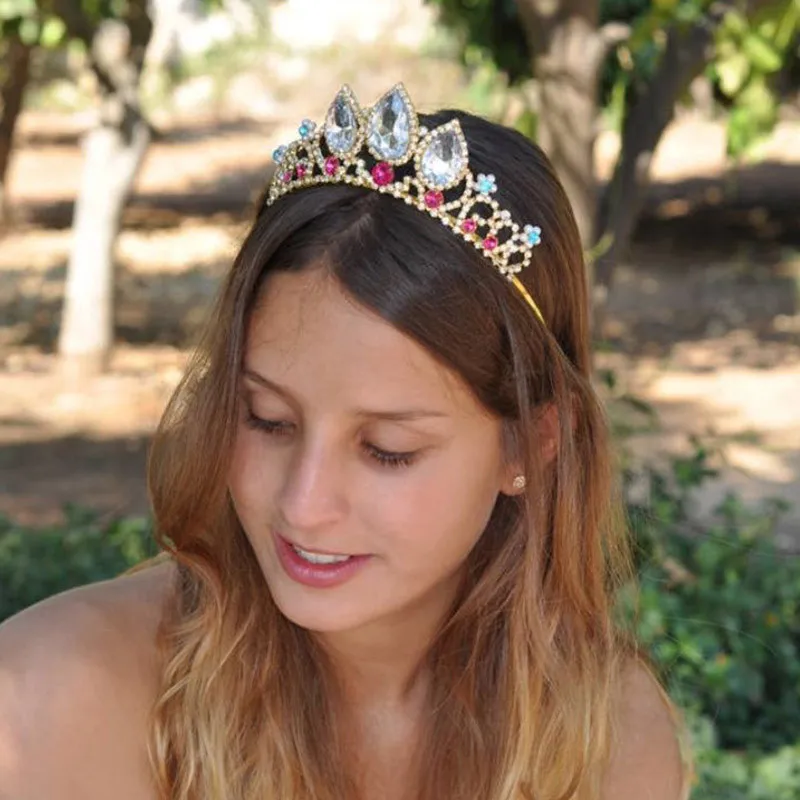 Bride Wedding TiarasBaroque Headpiece AB Crystal Rhinestone Crown Girl Princess Diadem Wedding Photography Hair Accessories