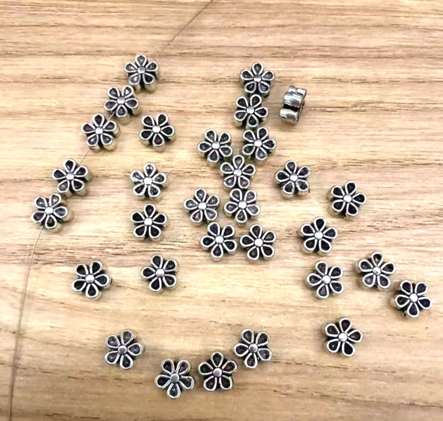 

50pcs 7*3mm Vintage flower spacer beads for DIY findings Zinc alloy metal HW2619