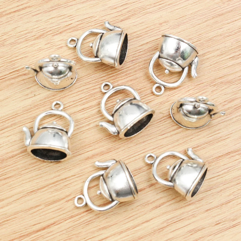 10pcs 19x17x10mm Antique Silver Plated Teapot Handmade Charms Pendant:DIY for bracelet necklace