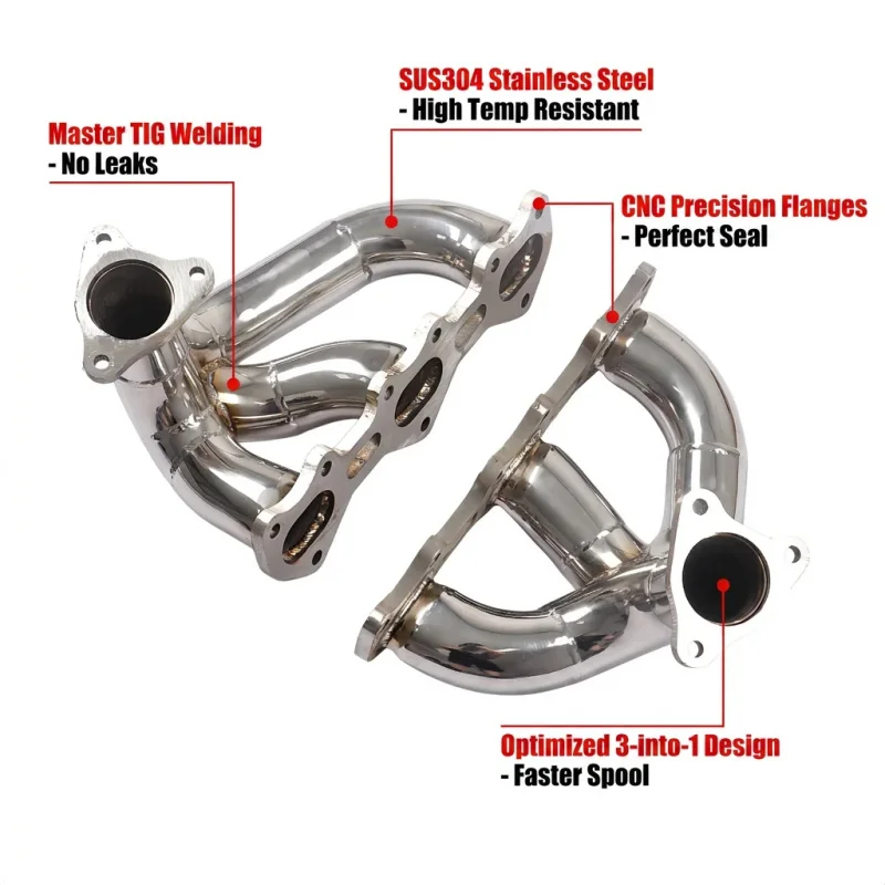 TIG Welded SUS304 Exhaust Manifold for Porsche 911 991.2 3.0T Performance Exhaust Pipes Headers with CNC Precision Flanges